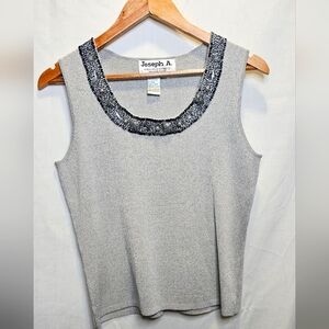 Joseph A silver sleeveless embellished top